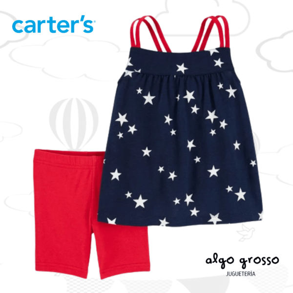 SET 2 PIEZAS REMERA MUSCULOSA SHORT ESTRELLAS TALLE 12M art.1N663010