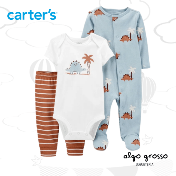 SET 3 PIEZAS OSITO-PIJAMA BODY MANGAS CORTAS PANTALON TALLE NB art.1N689510