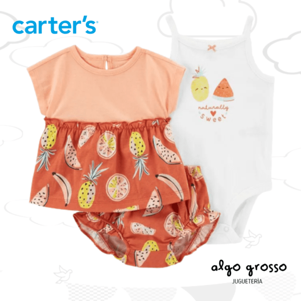 SET 3 PIEZAS REMERA MANGAS CORTAS BODY MUSCULOSA SHORT NATURALLY SWEET TALLE 3M art.1P319110
