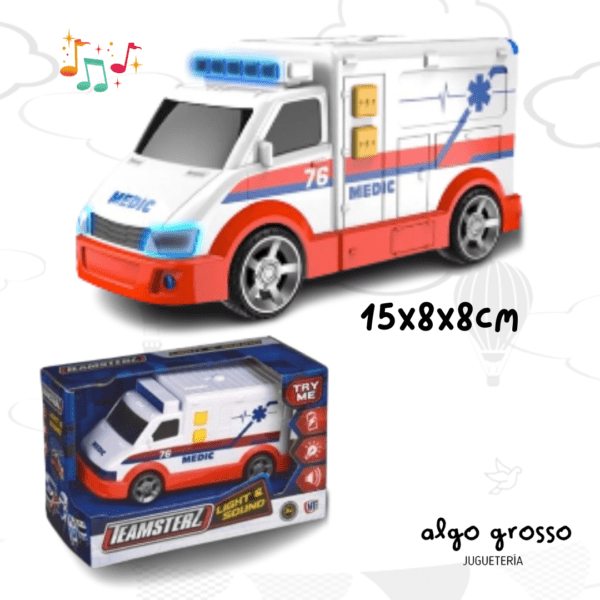 AMBULANCIA BASURA CON LUCES Y SONIDO "TEAMSTERZ" art.14085