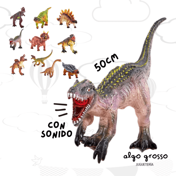 DINOSAURIO GOMA DE  50CM CON SONIDO art.99561