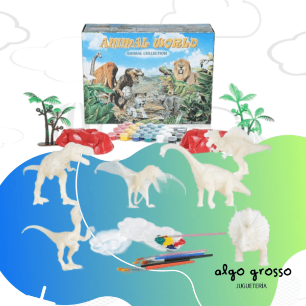 ANIMAL WORLD SET DE 8 DINOS PARA PINTAR + MANTA 70X78CM art.ZPYA1417922B
