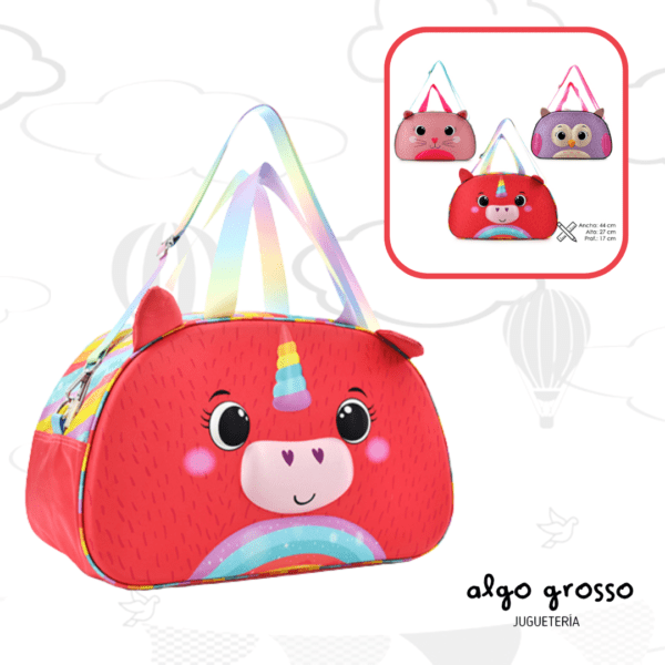 BOLSO DE VIAJE ANIMALES 3D  DE 44x26CM art.101017