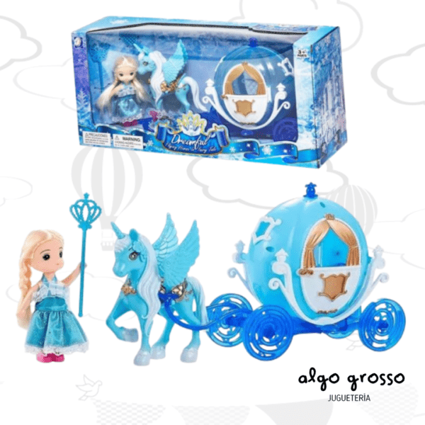 CARRUAJE DREAMFUL CON UNICORNIO Y MUÑECA DE 10CM art.16626