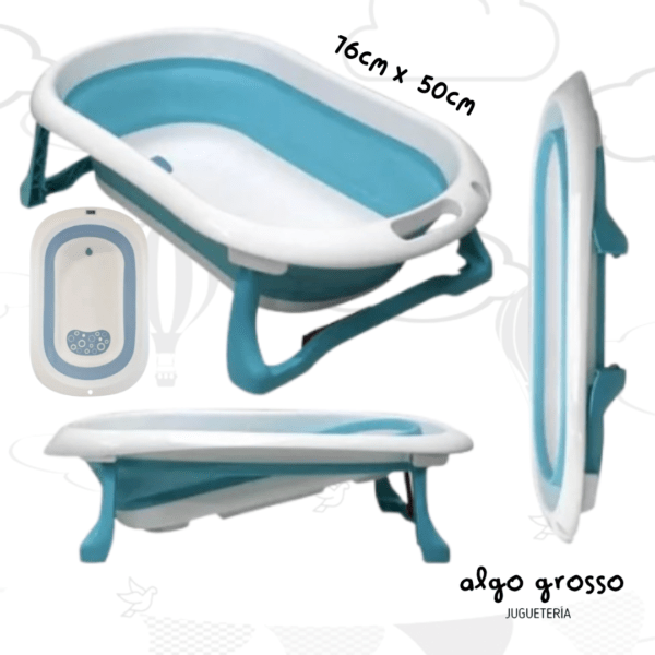 BAÑADERA PLEGABLE AZUL CON TERMOMETRO Y ANTIDESLIZANTE  art.OKBB0275
