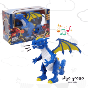 DRAGON DE 30CM AZUL CON HUMO - LUZ - SONIDO Y MOVIMIENTOS WARRIOR TECH art.IK0430