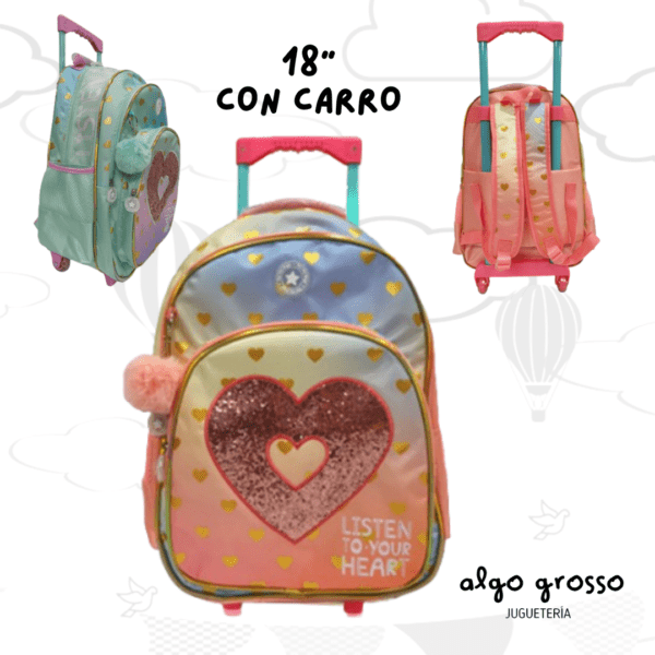 MOCHILA CARRO DE 18" CORAZON art.102443