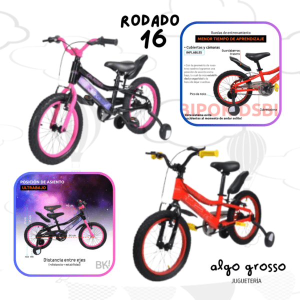BICICLETA ROD 16 CON CUADRO ANGULO BAJO art.R16