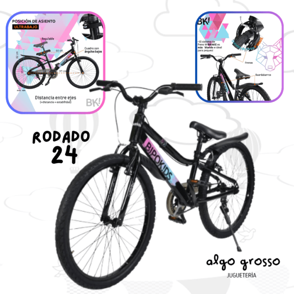 BICICLETA ROD 24 CUADRO ANGULO BAJO art.R24