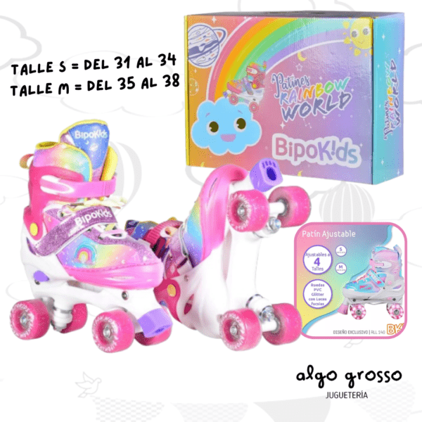 PATIN BOTA REGULABLE RAINBOW TALLES SURTIDOS 31-34/35-38