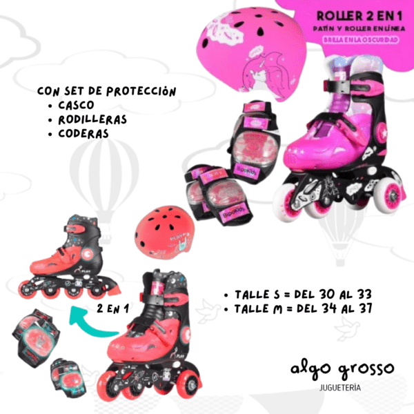 ROLLER GALAXY 2 EN 1 EXT CON PROTECCIONES QUE BRILLAN - TALLES SURTIDO art.RLL228