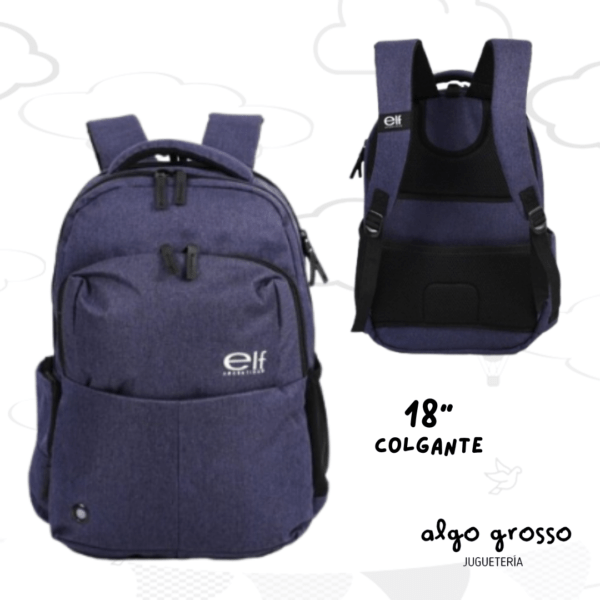 MOCHILA ELF COLGANTE 18" AZUL CON PORTANOTEBOOK art.3642A
