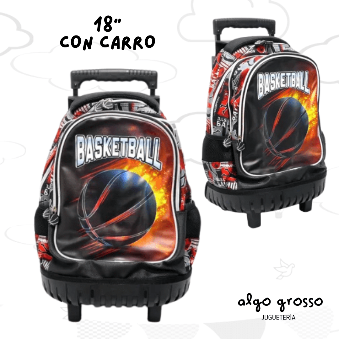 MOCHILA CON CARRO 18″ BASKETBALL – Algo Grosso – Juguetería