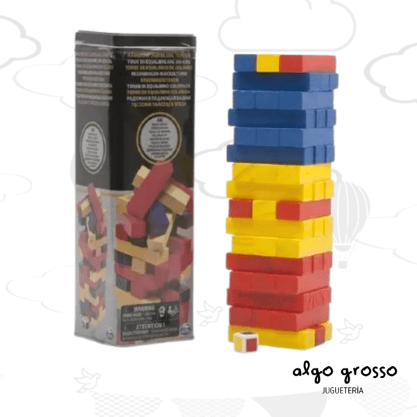JENGA TORRE DE EQUILIBRIO COLORIDA 48 PIEZAS DE MADERA - LATA art.98365