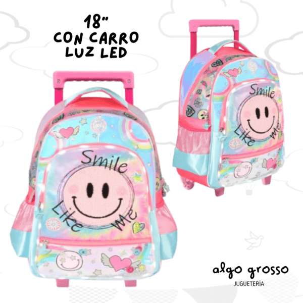 MOCHILA CARRO 18" FOOTY LED "SMILE LIKE ME" art.F2111