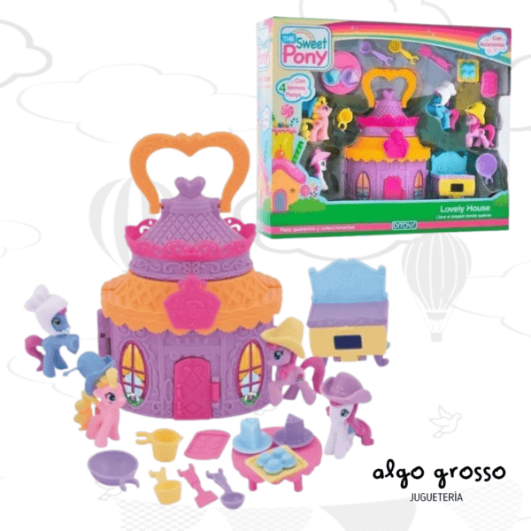 THE SWEET PONY LOVELY HOUSE VALIJA PLAYSET +4 PONYS art.2345