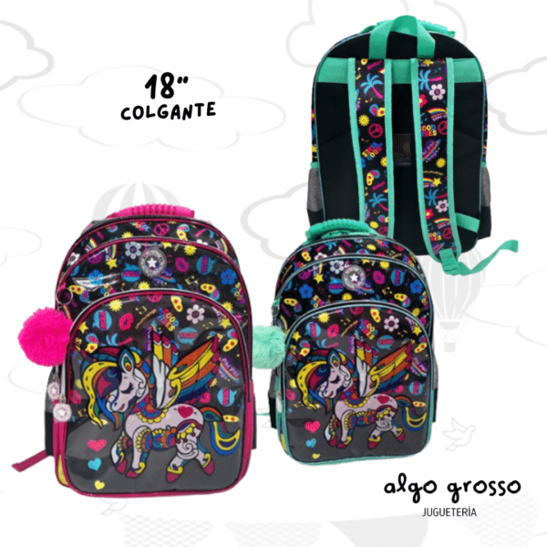 MOCHILA COLGANTE UNICORNIO PINTADO 18" art.102430