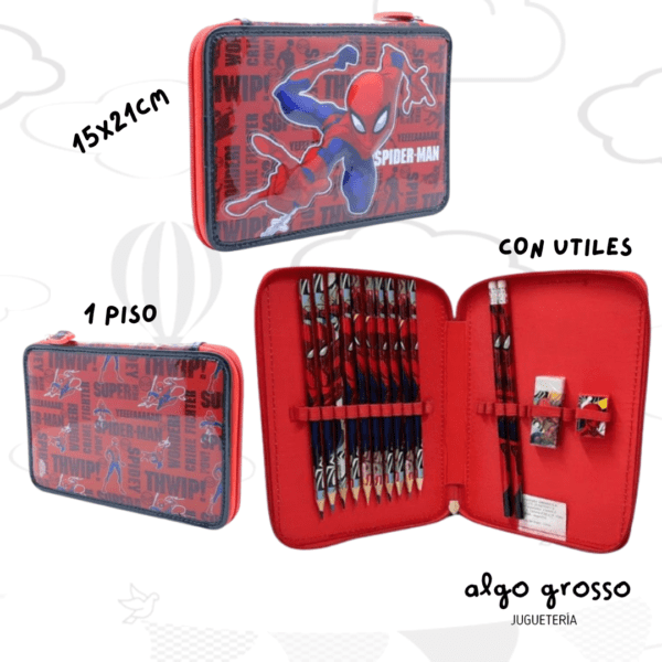 CARTUCHERA SPIDERMAN 1 PISO CON UTILES - CRESKO art.HA586