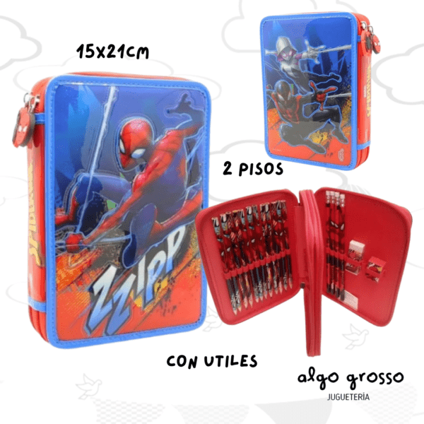 CARTUCHERA SPIDERMAN 2 PISO CON UTILES - CRESKO art.HA589