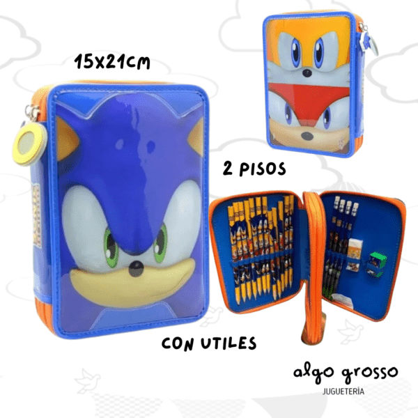 CARTUCHERA SONIC 2 PISO CON UTILES - CRESKO art.SO209