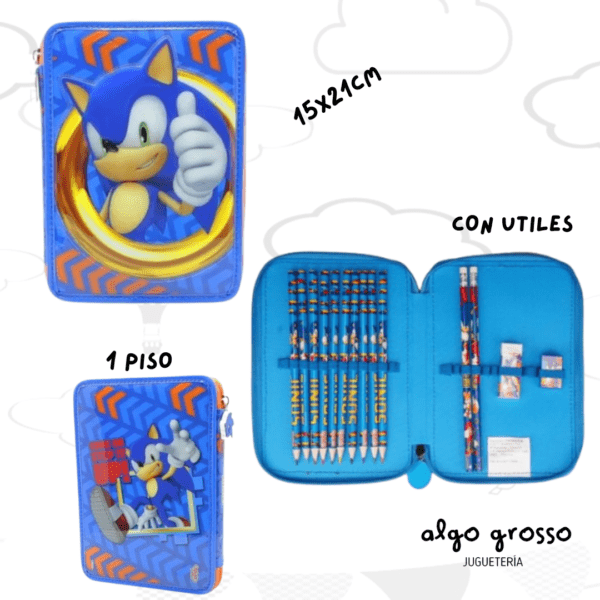 CARTUCHERA SONIC 1 PISO CON UTILES - CRESKO art.SO208