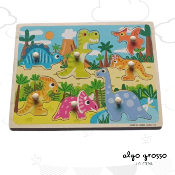 JUEGO DE MADERA DE ENCASTRE CON AGARRE DINO art.8827