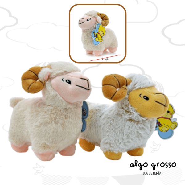 OVEJA CON CUERNOS PARADA DE  17CM PELUCHE art.B6208