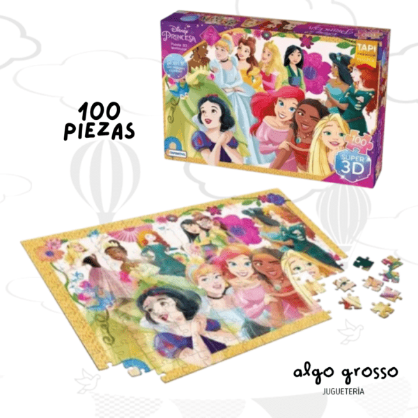 PUZZLE PRINCESA 3D 100 PIEZAS CON LENTICULAR art.DPU07393
