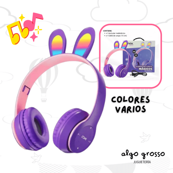 AURICULARES MAGICOS CONEJO INALAMBRICO Y LUZ LED art.DX-4AURVCO