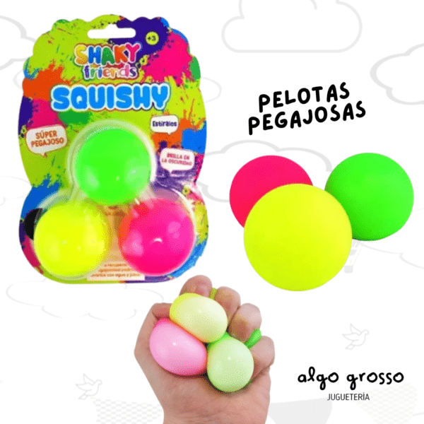 SHAKY FRIENDS SQUISHY 3 PELOTAS DE 4CM APRETABLES art.IK0220