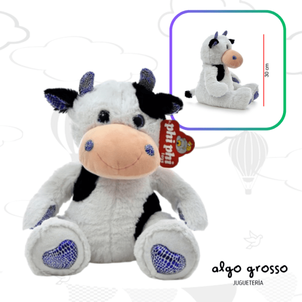 VACA SENTADA PELUCHE DE 30CM PATA MARCADA art.3506