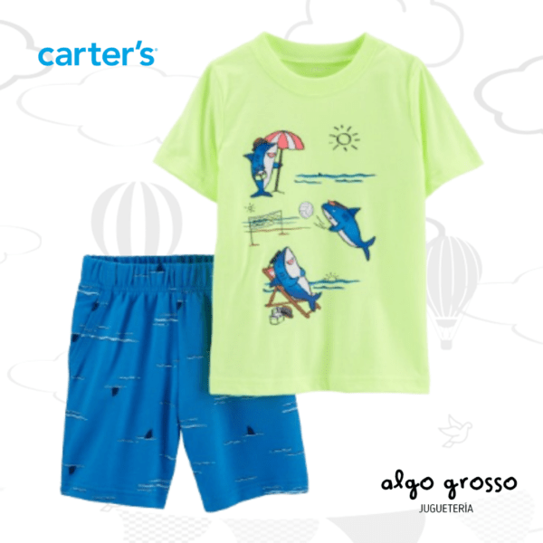 SET 2 PIEZAS TALLE 12M - REMERA MANGAS CORTAS Y SHORT TIBURON art.1N665110