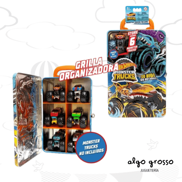 VALIJA GUARDA MONSTER TRUCKS - HOT WHEELS PARA 6 VEHICULOS art.HWCC