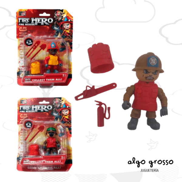 MUÑECO BOMBERO CON ACCESORIOS - BLISTER FIRE HERO art.8910-D70