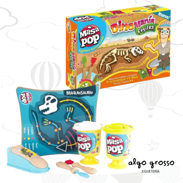 MASA POP DINOMANIA ESQUELETOS + 2 POTES DE MASAS art.4003