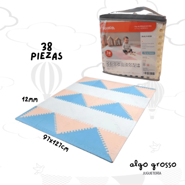 PISO GOMA EVA NORDICO CON BORDES 28 PIEZAS DE 12MM - 97X127CM art.BUILTN38