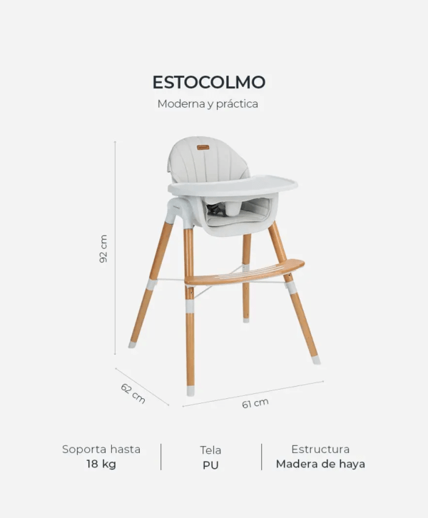 SILLA DE COMER ESTOCOLMO 2 EN 1 - BANDEJA EXTRAIBLE art.SL006 - Imagen 5