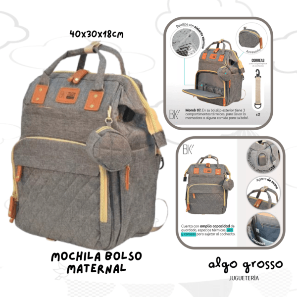 MOCHILA MATERNAL CON USB - BOLSILLO TERMICO art.MOMB07
