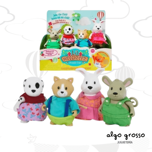 LIL WOODZEEZ  4 FIGURAS AMIGOS DOMESTICOS art.WZ6676Z