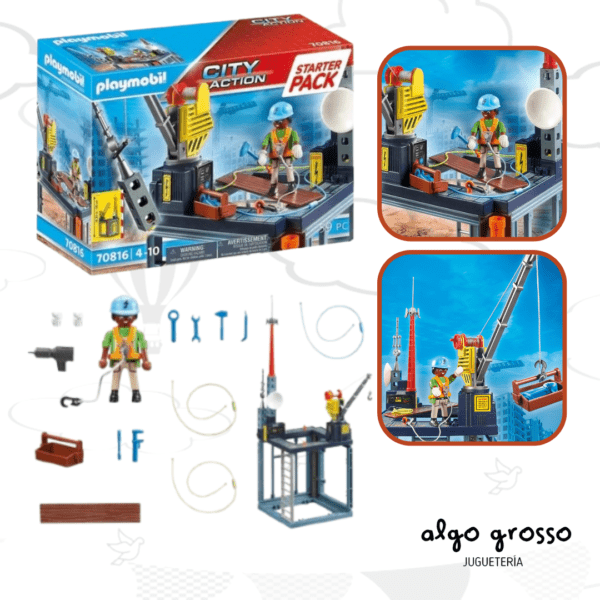 PLAYMOBIL CITY ACTION STARTER PACK CONSTRUCCION CON GRUA art.70816