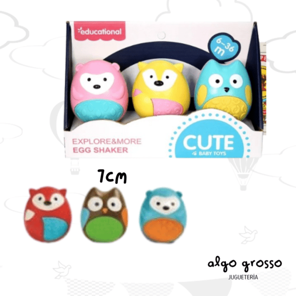 SET 3 ANIMALES CON TEXTURAS EGG SHAKER art.163831