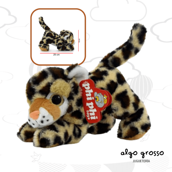 YAGUARETE DE PELUCHE DE 25CM ECHADO CON OJOS GRANDES art.2727