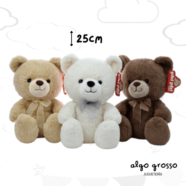 OSO DE PELUCHE DE 25CM SENTADO CON MOÑO art.8144