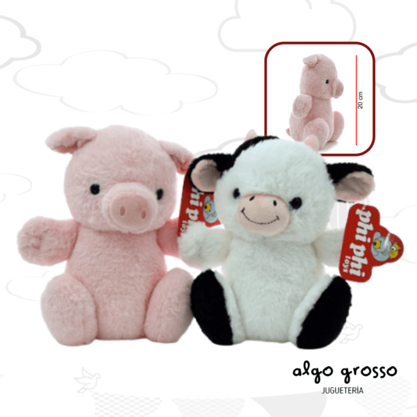 VACA - CHANCHO DE PELUCHE DE 20CM SENTADO art.8128