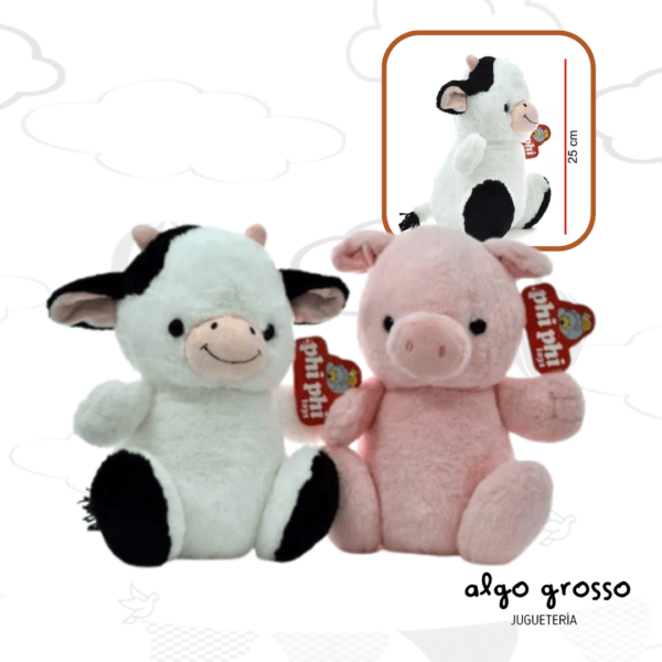 VACA - CHANCHO DE PELUCHE DE 25CM SENTADO art.8129