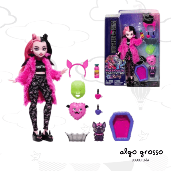 MONSTER HIGH DRACULAURA CREEPOVER PARTY MASCOTA + ACCESORIOS art.HKY66