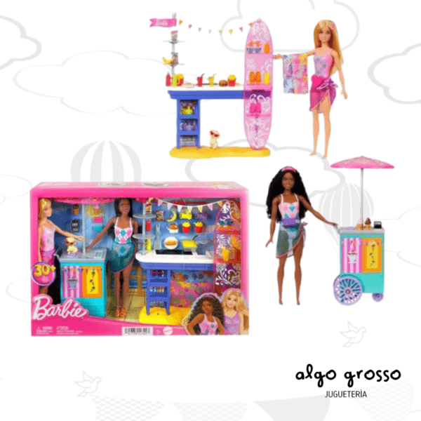 BARBIE SET JUEGO PASEO EN LA PLAYA+2 MUÑECAS art.HNK99