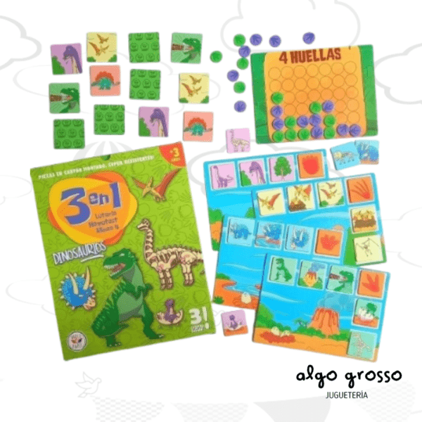 DINOSAURIO 3EN1 LOTERIA - MEMO - 4 LINEA art.555