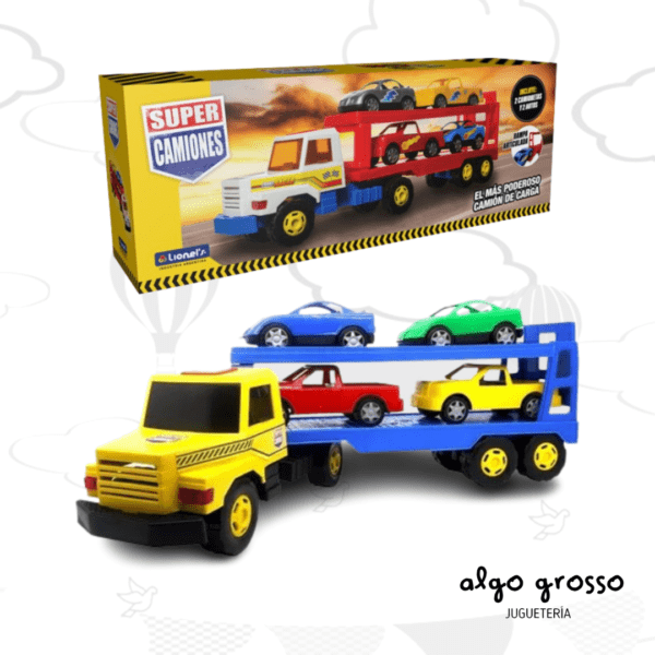CAMION TRANSPORTE + 4 VEHICULOS "SUPER CAMIONES" art.N210