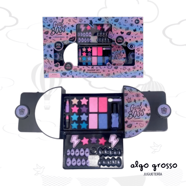 MAKE UP SET MAQUILLAJE GIRL BOSS CON UÑAS- ESTUCHE PLEGABLE art.GB5506L